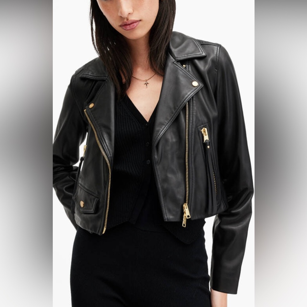 Allsaints Elora jacket size us 6 uk 10. Gold hardware only worn once NWOT